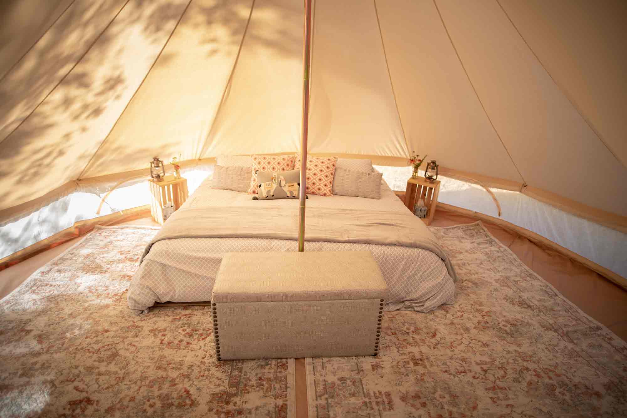 Pic of the inside of a bell tent